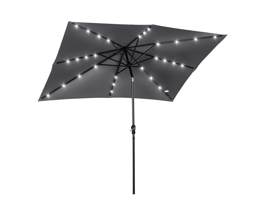 Guarda sol CHEZMOI Retangular 3x2 M, com Led Solar, Inclinável, Aço, Poliéster
