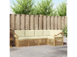 Vidaxl Conjunto De Sofá Sectional Com Almofada 5 Pcs Branco E Creme