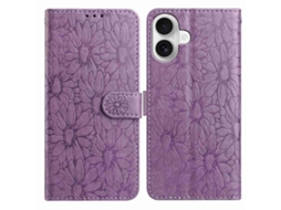 Capa De Couro Para Iphone 17 Com Relevo De Margaridas