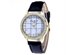 Relógio de pulso feminino casual Zhoulianfa com quartzo e diamantes negros.