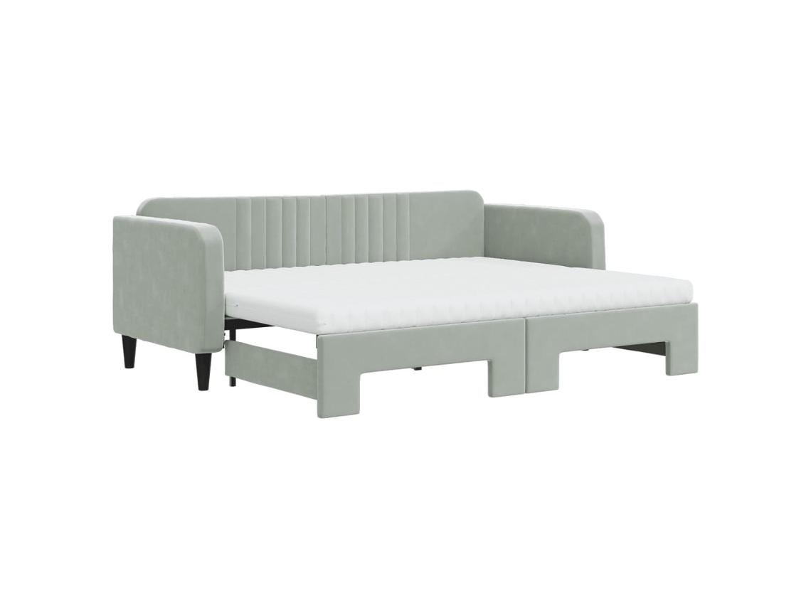 Sofá-cama com gavetão VIDAXL Cinzeto Veludo (80x200 cm)