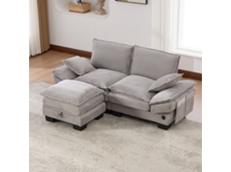 Sofá Modular 2 Lugares, Poltrona, Assento Amplo, Design Ergonômico, Espuma Densa, Usb-c, Bolsos. Cinza Claro, Ideal Para Sala, Escritório Ou Lounge.