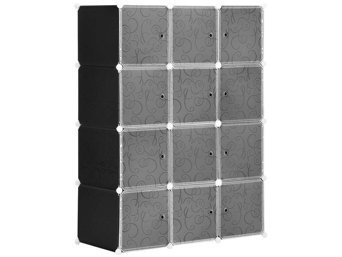 Guarda-roupa Modular Cubo Pp Cabideiro Preto Branco Diy
