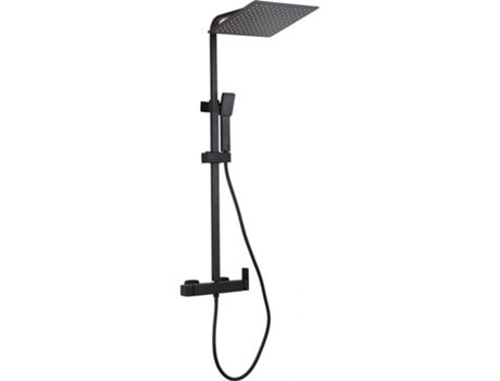 Coluna de Duche Monocomando Manzo Preto Mate 25 Cm X 25 Cm VALAZ