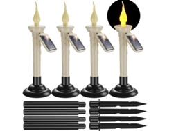 Kit de Velas Taper Led Recarregáveis Solar Bateria 4 Unidades com Suportes S/MARCA