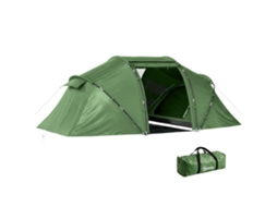 Tenda Campismo Familiar 4 Pessoas Com 2 Quartos E Bolsa Transporte 430x240x170cm - Verde