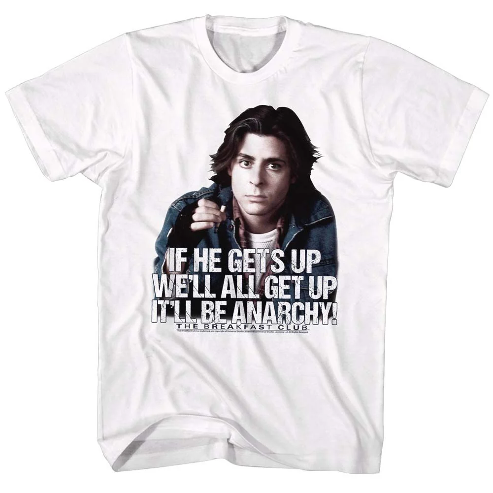 Unisex Adult T-shirt Rockinstone Breakfast Club Movie Anarchy White Sizel