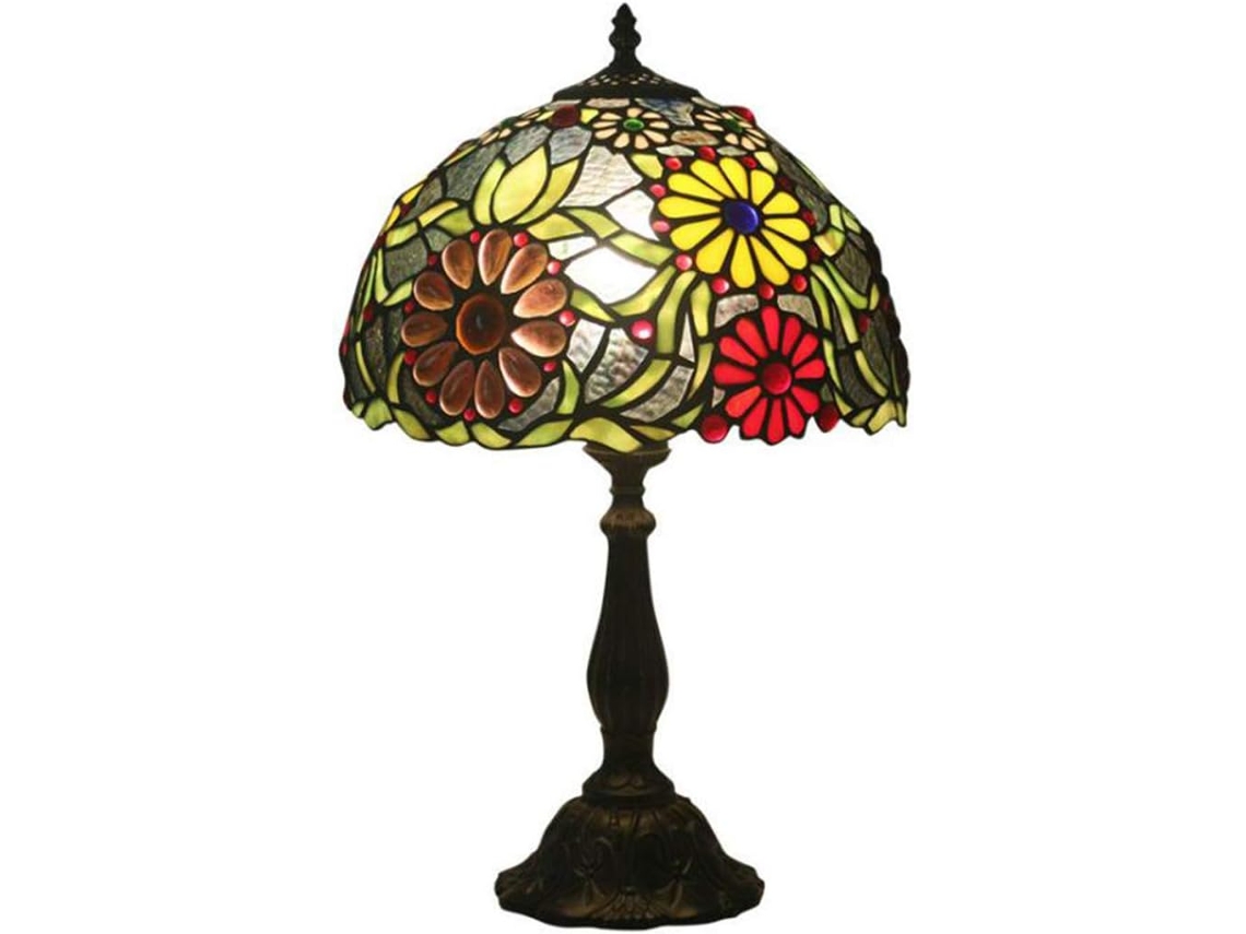 Abajur De Mesa Artesanal Em Vidro Colorido Estilo Tiffany, Luminária De Mesa Retrô Floral Europeia, Luminária De Leitura