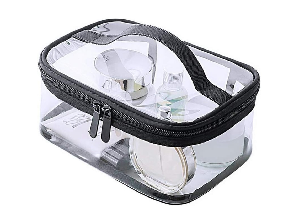 Bolsa De Maquiagem Transparente Portátil Impermeável Pvc Para Viagem Organizador De Pincéis Preto