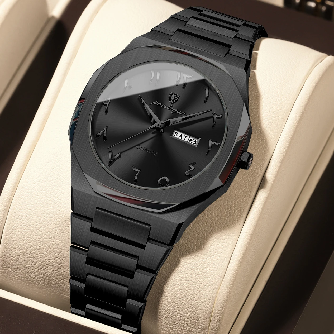 Relógio Feminino Elegante E Sofisticado (preto), À Prova D'água, Com Exibição De Dia E Data.