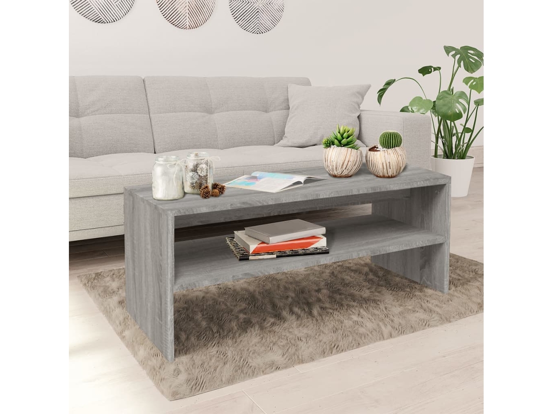 Vidaxl Mesa De Centro 100x40x40 Cm Derivados Madeira Cinzento Sonoma
