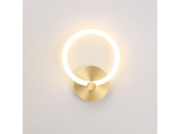 Luminária De Parede Led Redonda Dourada 19cm Para Quarto,sala,corredor,10w Btforus