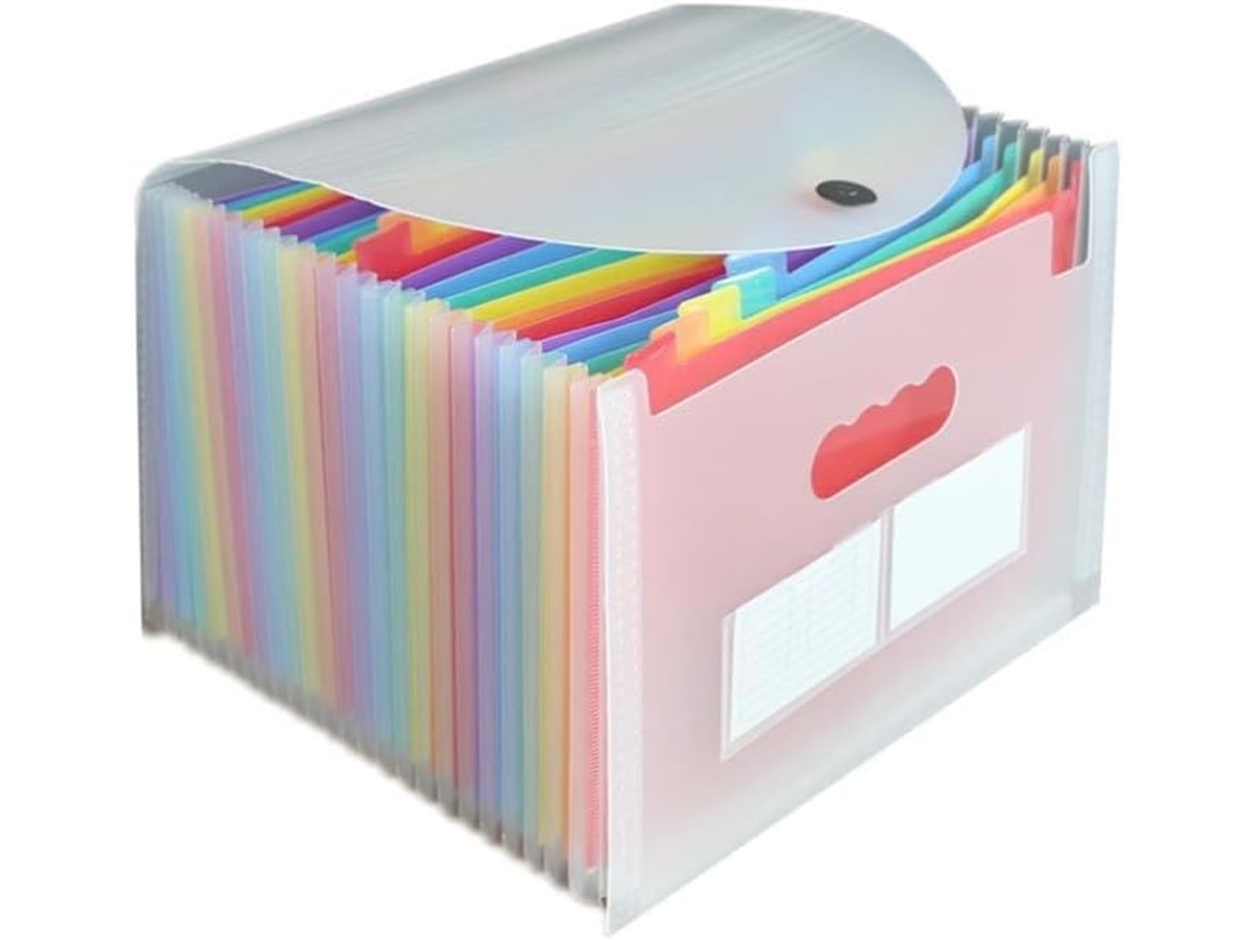 Pasta Sanfonada Transparente Betooky Com 24-compartimentos, Organizador De Documentos Leve Em Plástico Escritório E