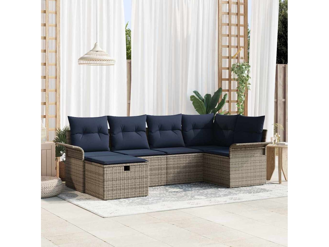 Vidaxl Conjunto De Sofá De Jardim 6 Unid. Rattan Sintético
