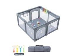 Parque Infantil, Design Espaã§oso, Material Em Tecido Durã¡vel,cinza 120x120 Oem