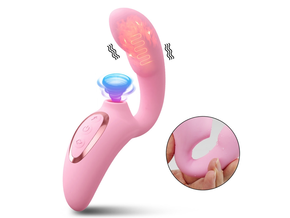 Vibrador de Sucção Clitoriana de Aquecimento de 15 Modos para Mulheres Rosa VEANXIN
