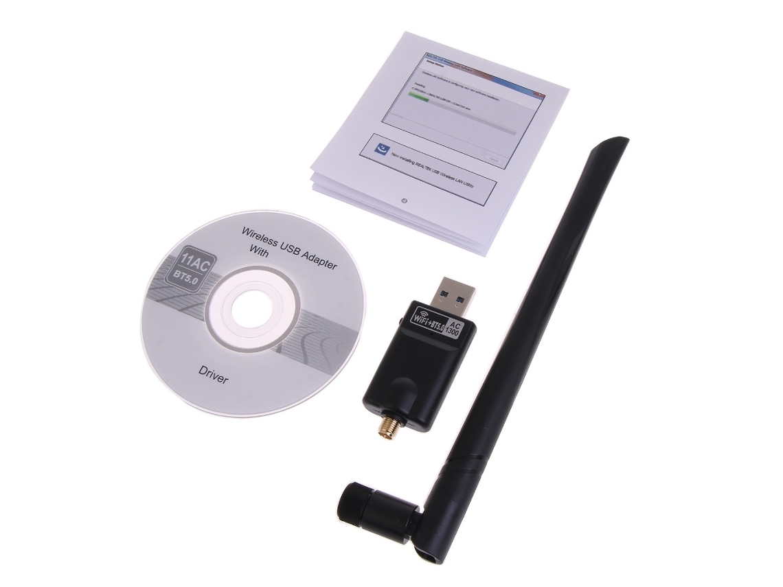 Lurelia Adaptador Usb Wi-fi 1300 Mbps 400 Mbps Dual Band 2,4/5 Ghz Bluetooth 5.0 Usb 3.0