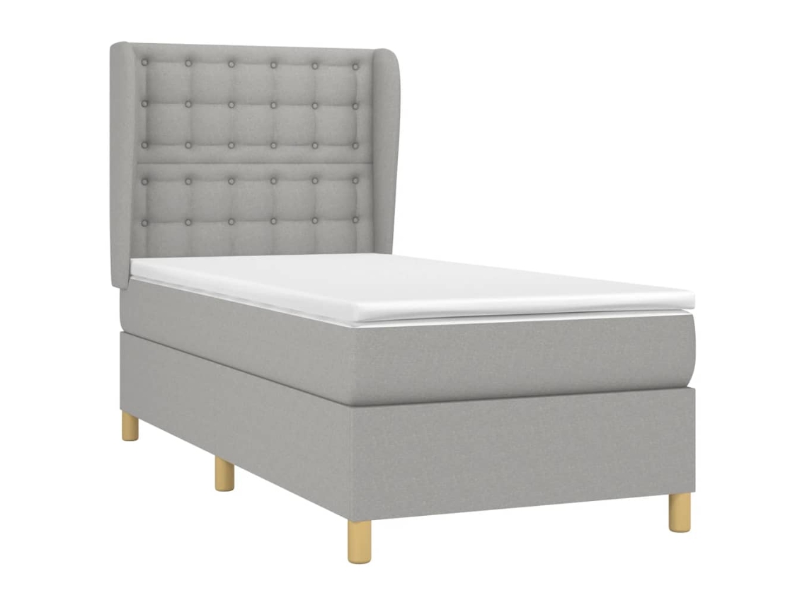 Cama com Colchão de Molas Tecido Cinzento (80x200cm)