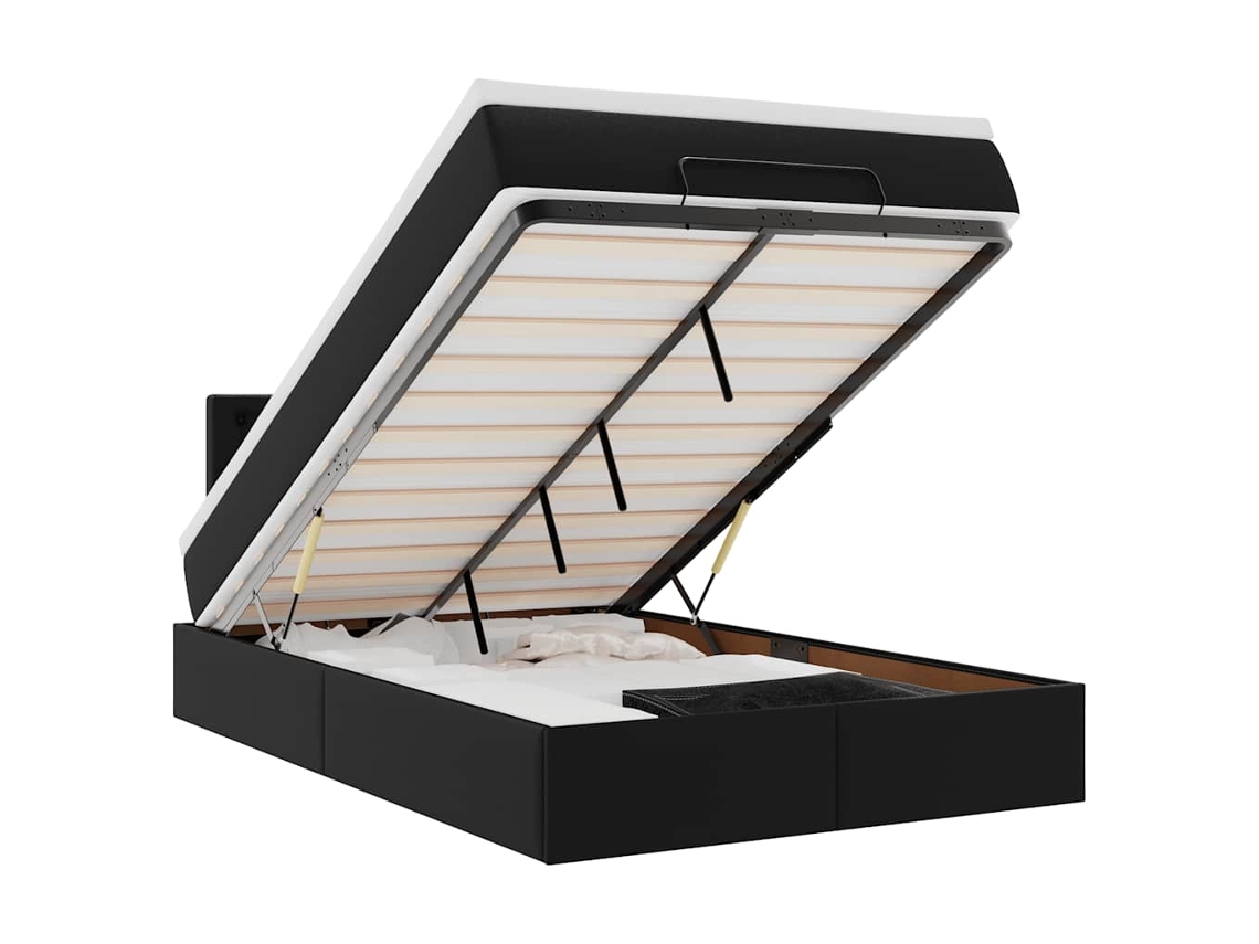 Ottoman Bed, Ottoman Beds Vidaxl Preto Couro Artificial (120 X 200 Cm)