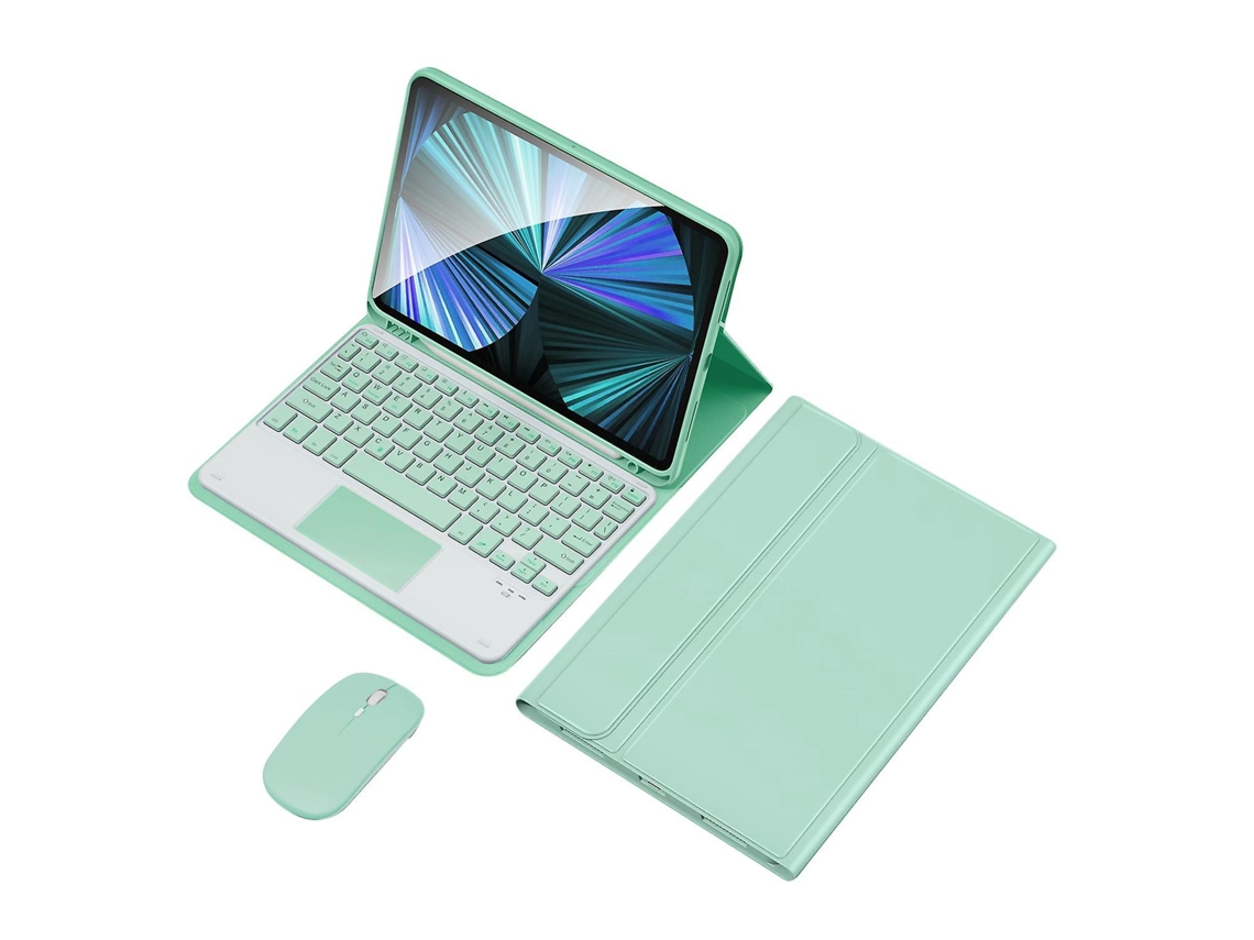 Capa Com Teclado Bluetooth, Compatível Com Ipad 10.9 (2022), Pu, Couro Sintético, Verde