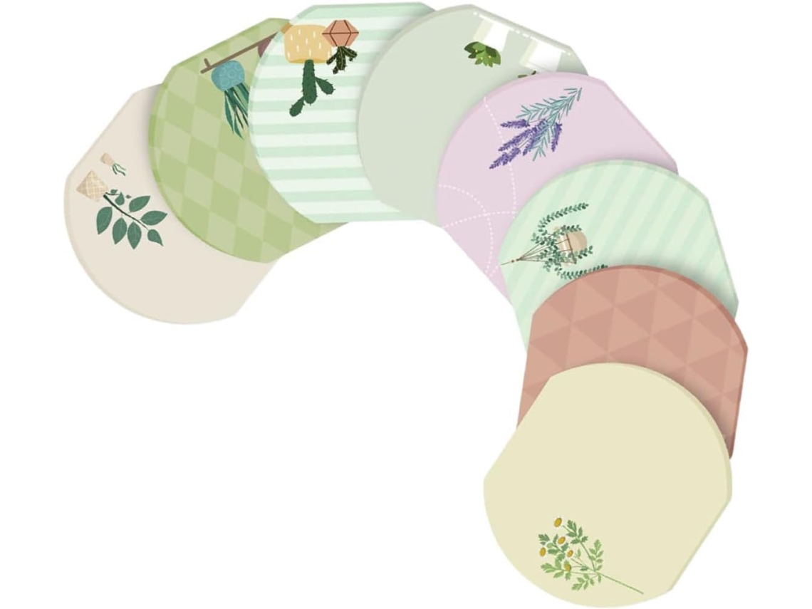 Conjunto De 8 Blocos De Notas Adesivas Com Tema De Plantas, Em Papel, Portáteis E Autoadesivas