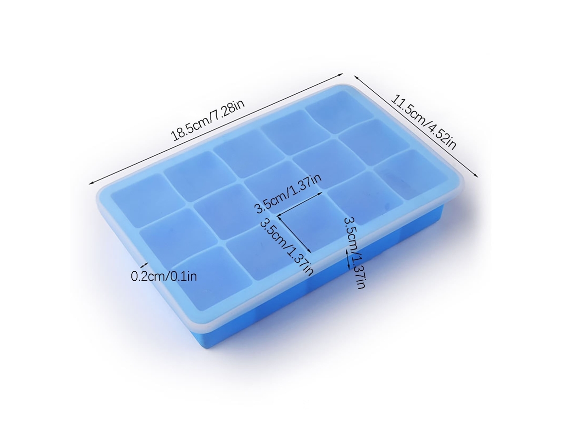 Moldes De Silicone Para 15 Cubos De Gelo - Bandeja Flexível Com Tampa Reutilizável Para Whiskey E Sucos