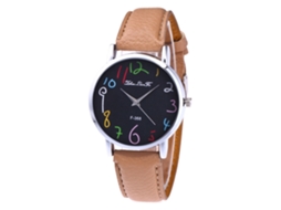Reloj Casual Unisex De Cuero Pu Redondo Analógico De Quartzo Beige