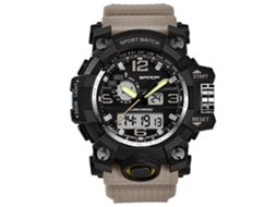 Relógio Eletrônico Multifuncional Sanda Resistente À Água Display Dual Esportivo (khaki)