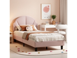 Cama Infantil 90x200cm, Cama Para Menino E Menina / Cama Para Adolescente, Veludo, Montagem Simples, Rosa, Sem Colchão Rosahqnda