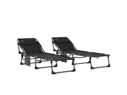 Conjunto de 2 Banheiras de Jardim PENGJIANG SHOP, 5 níveis, com almofadas, 57x200x38cm, pretas