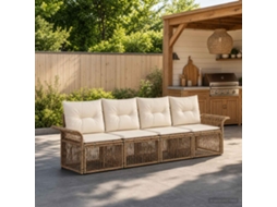 Vidaxl Conjunto De Sofá De Jardim 4 Unid. Bege Vime Pe