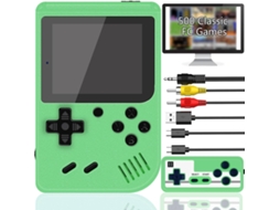 Console Portátil Retrô com 500 Títulos Clássicos, Tela de 3 Polegadas, Verde AQUAFORGE