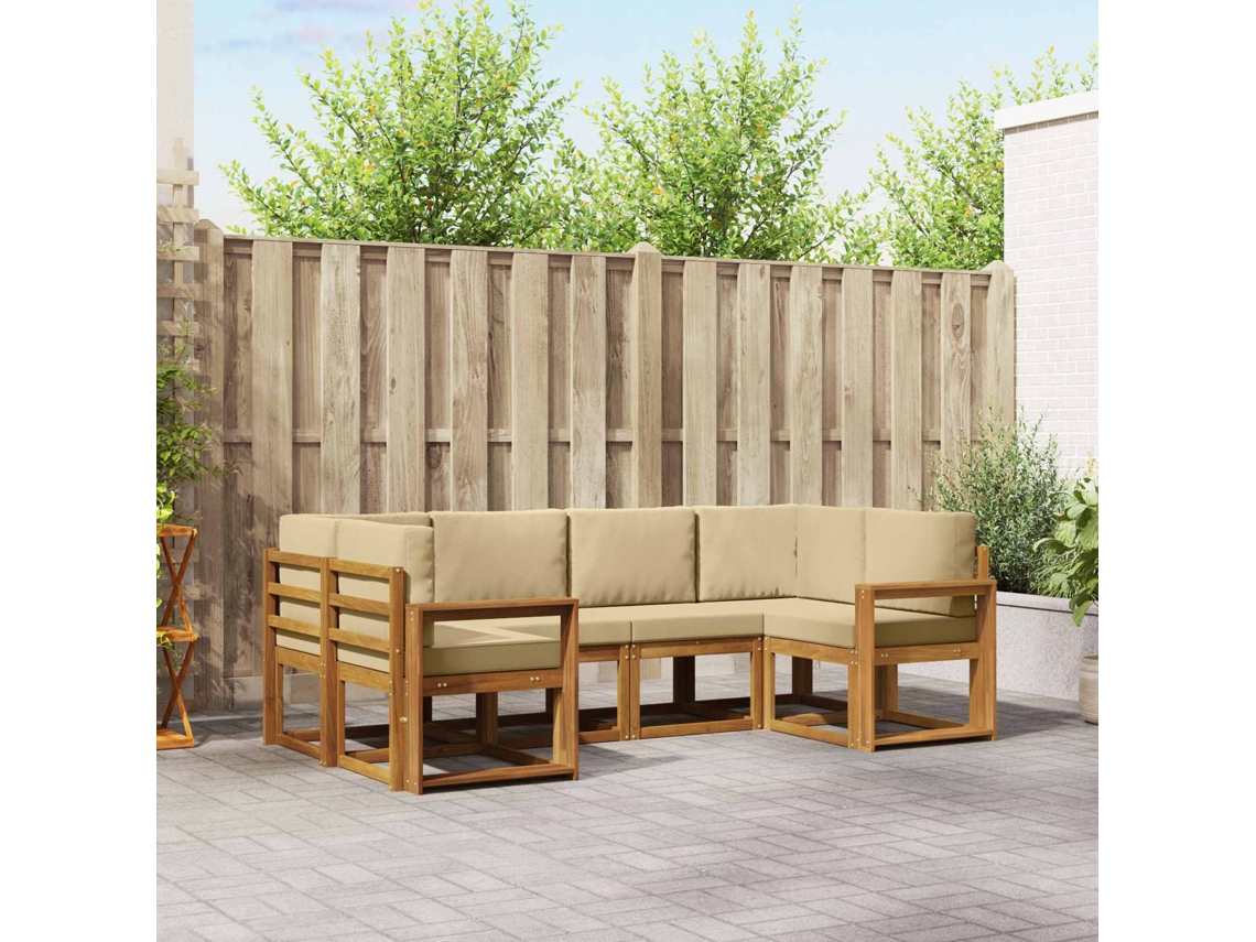 Vidaxl Conjunto De Sofás Para Exterior 6 Unid. Natural E Bege