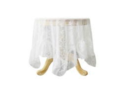Toalha de Mesa Retangular Transparente em Voile Branco, 160x230cm, Lavável DUREFORWARD