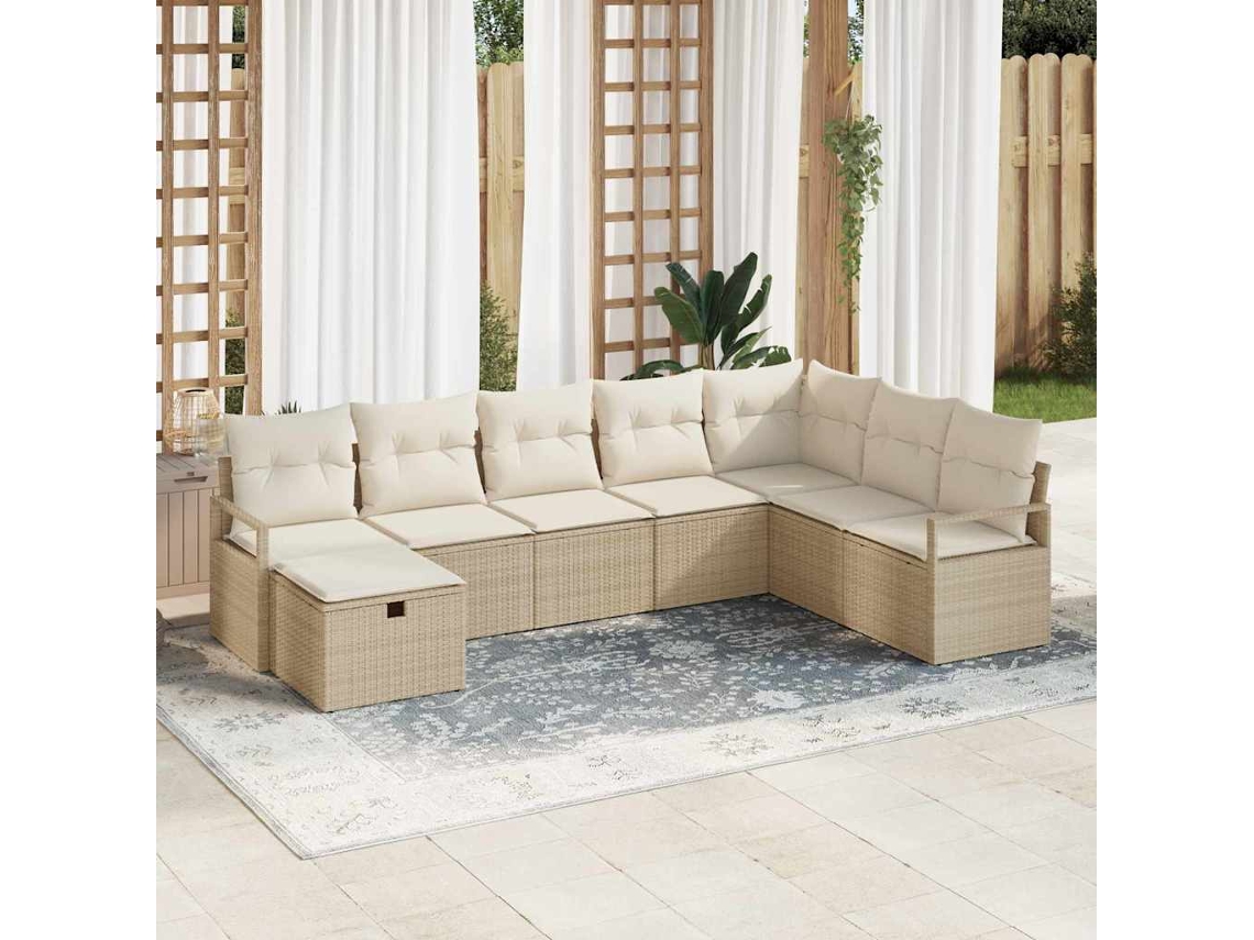 Vidaxl Conjunto De Sofás Com Almofada 5 Pcs Vime Pe