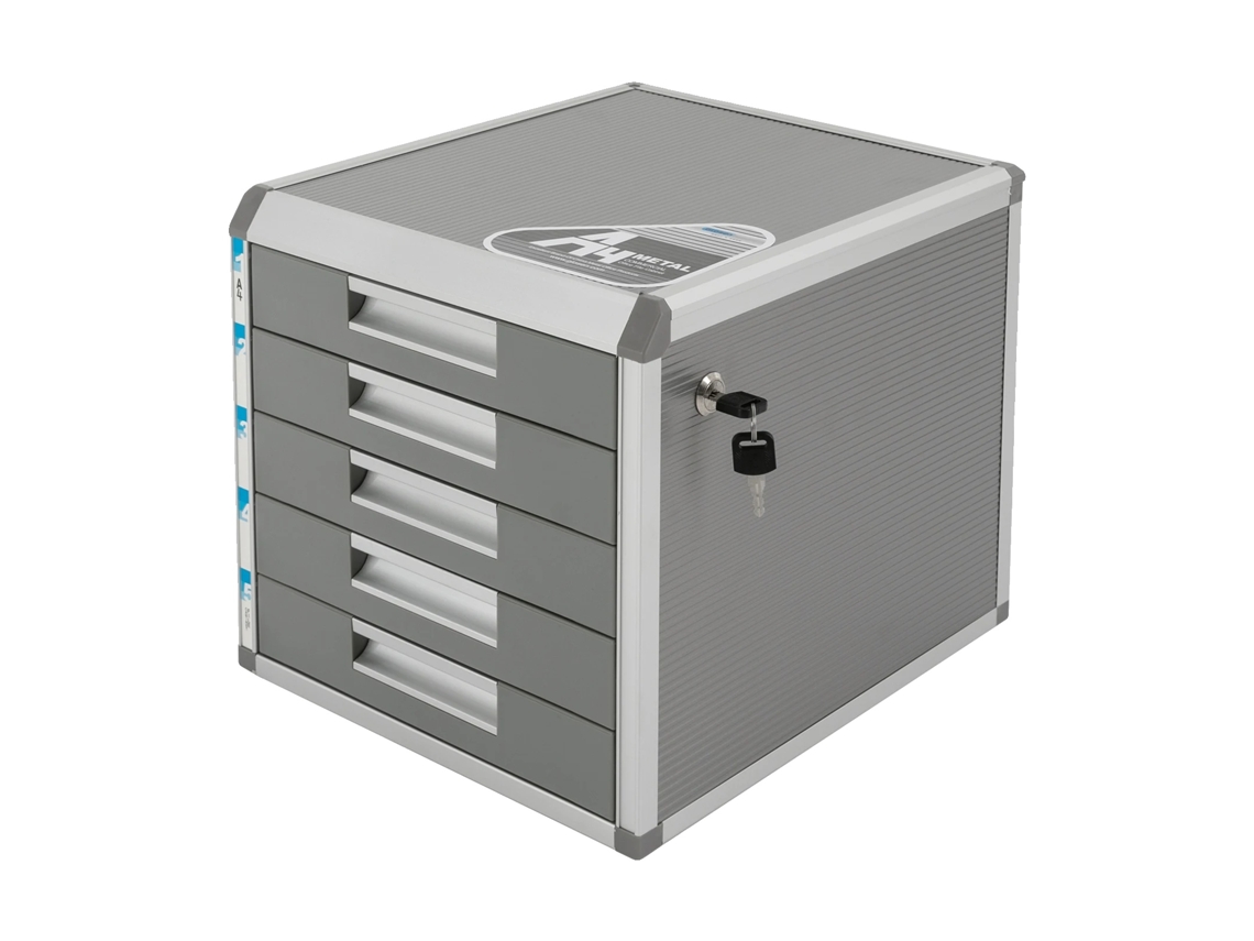 Gabinete De Arquivo, Armazenamento Com 5 Camadas, Design Com Fechadura, Prata, 1 5 Células Oem