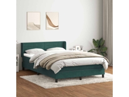 Cama Com Molas/colchão 160x220 Cm Veludo Verde-escuro