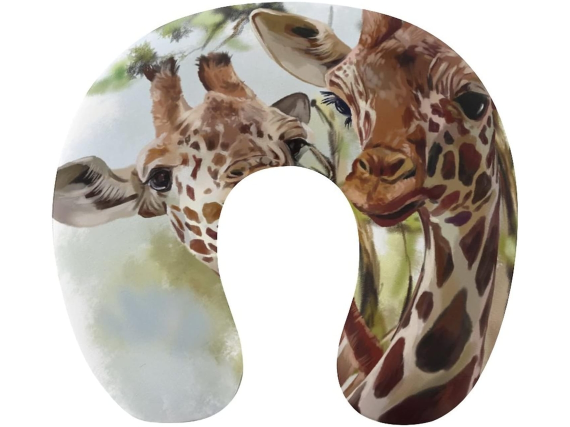 Almofada Formato de U com Girafa, Viagem Confortável, Apoio para o Pescoço, Suporte Cervical Espuma