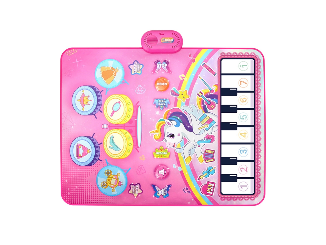 Tapete Musical 3 Em 1 Para Bebé Piano, Tambor,com Toque Presente De Aniversário E Páscoa Para Meninas De 1, 2 E 3 Anos Rosa Hexinyigjly