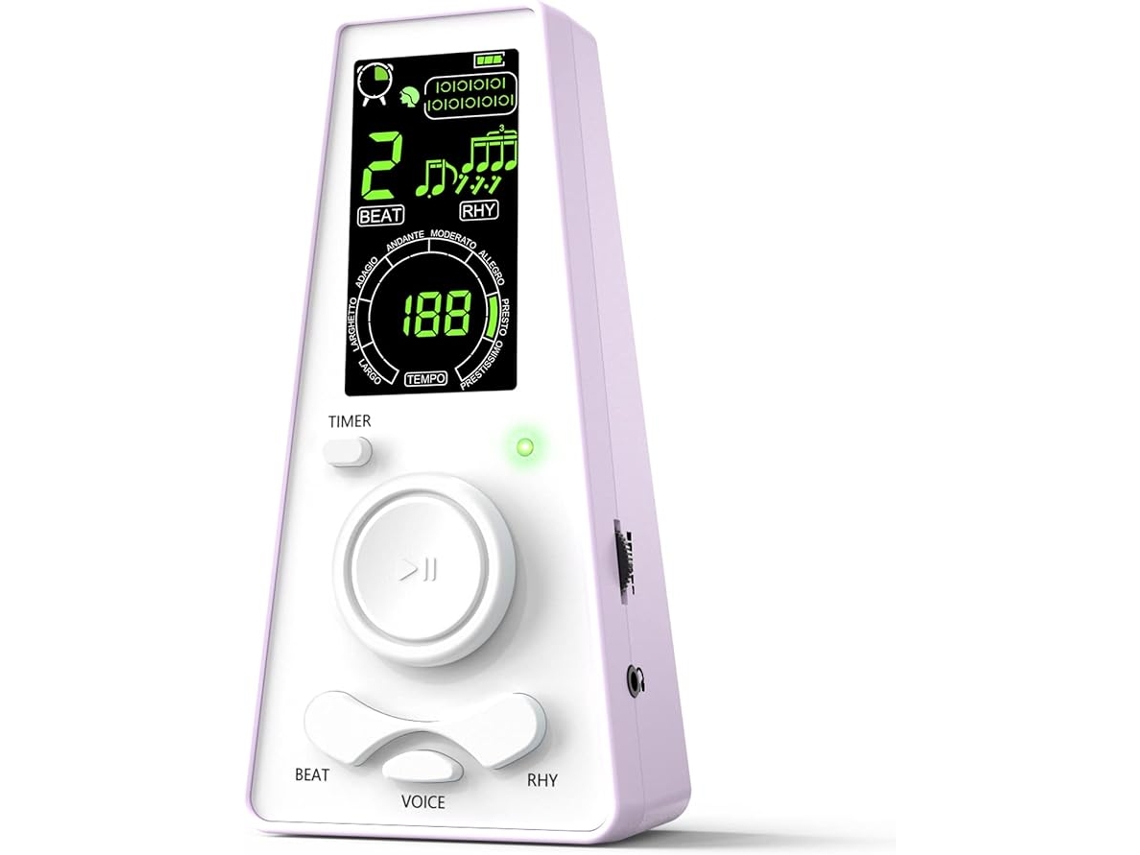Metrônomo Digital Eletrônico para Músicos Piano Guitarra Instrumento Violino Contagem Vocal Temporizador e Volume e Velocidade STELASPLEN
