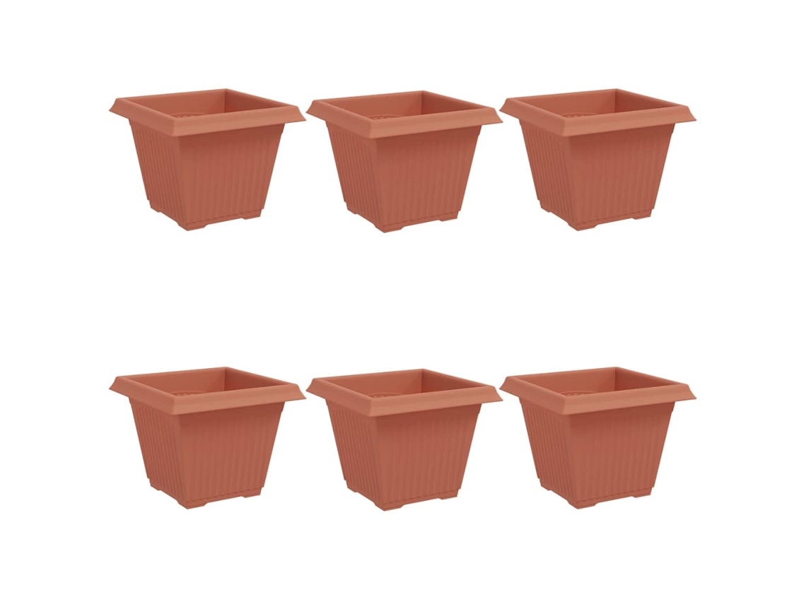 Conjunto 6 Vaso Moderno Vidaxl Vermelho Plástico (38 X 38 X 30 Cm)