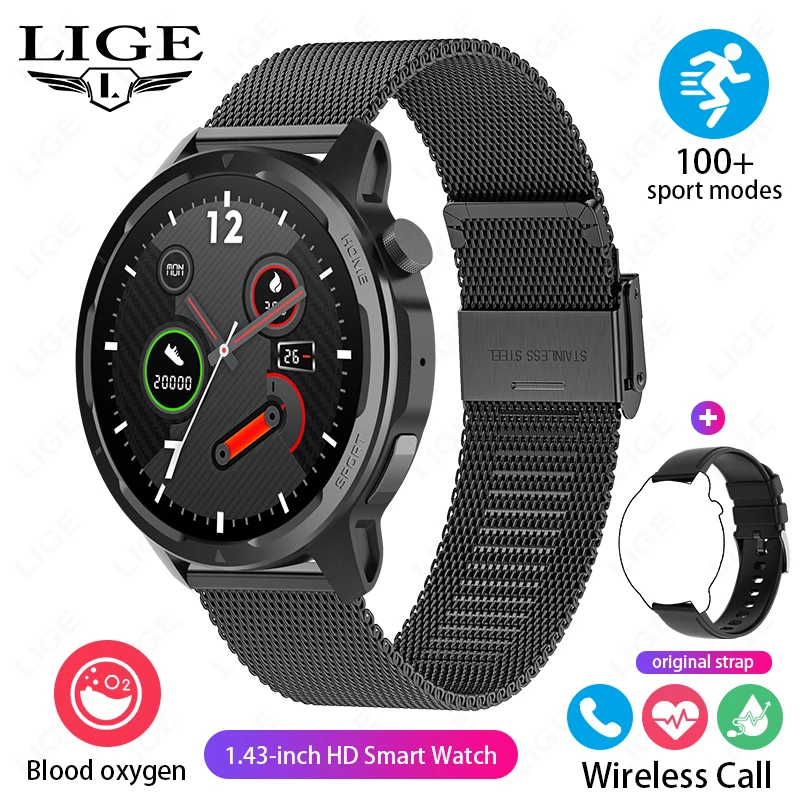 (malha Preta) Smartwatch Com Tela De 1,32 Polegadas, Diversas Opções De Mostradores, Chamadas Via Bluetooth E À Prova D'água.