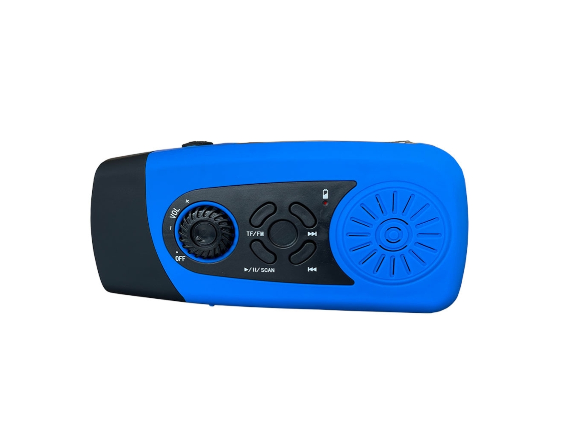 Rádio Multifuncional Azul, Mini de Emergência com Lanterna, Solar com Manivela AQUAFORGE