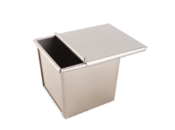 Forma de Pão com Tampa Aço Carbono Antiaderente Ouro 10x10x9.7cm
