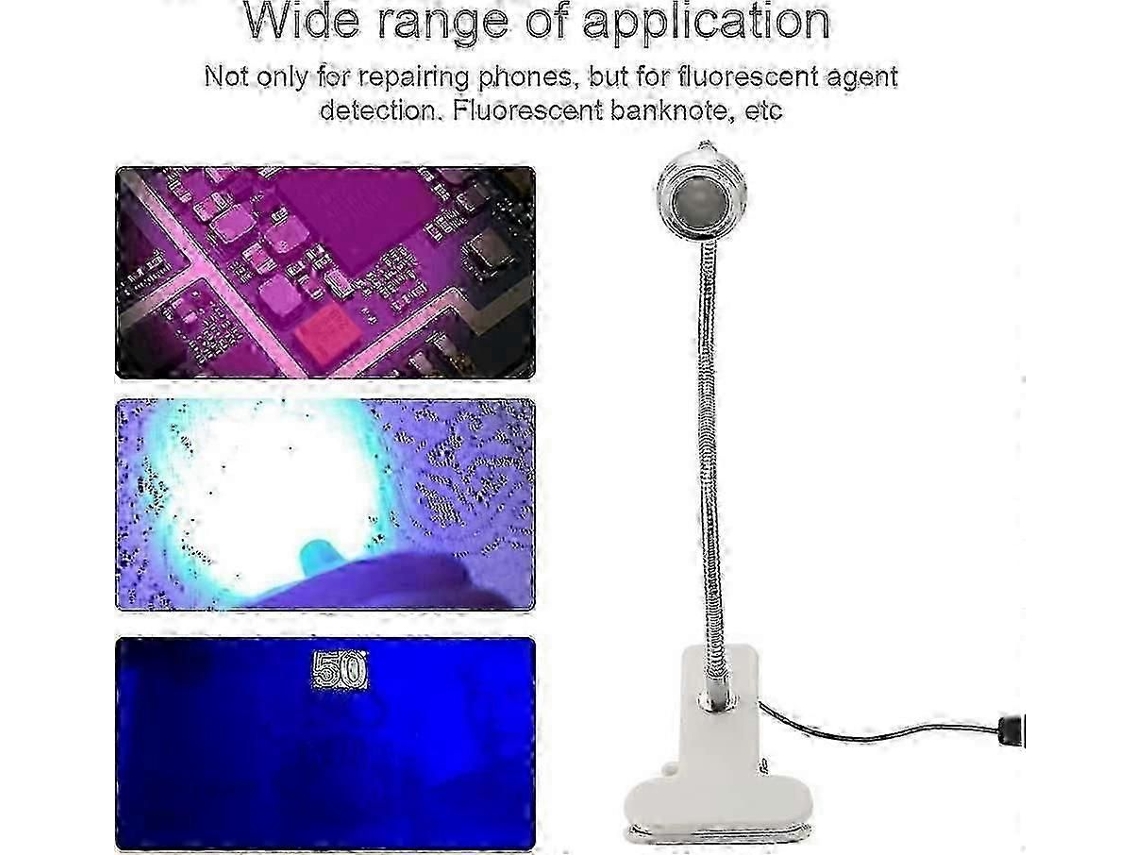 Lâmpada de Cola Uv 3w Luz Ultravioleta Led Violeta Usb com Interruptor Clipe para Reparação Telefone Unhas Gel GOKOCO