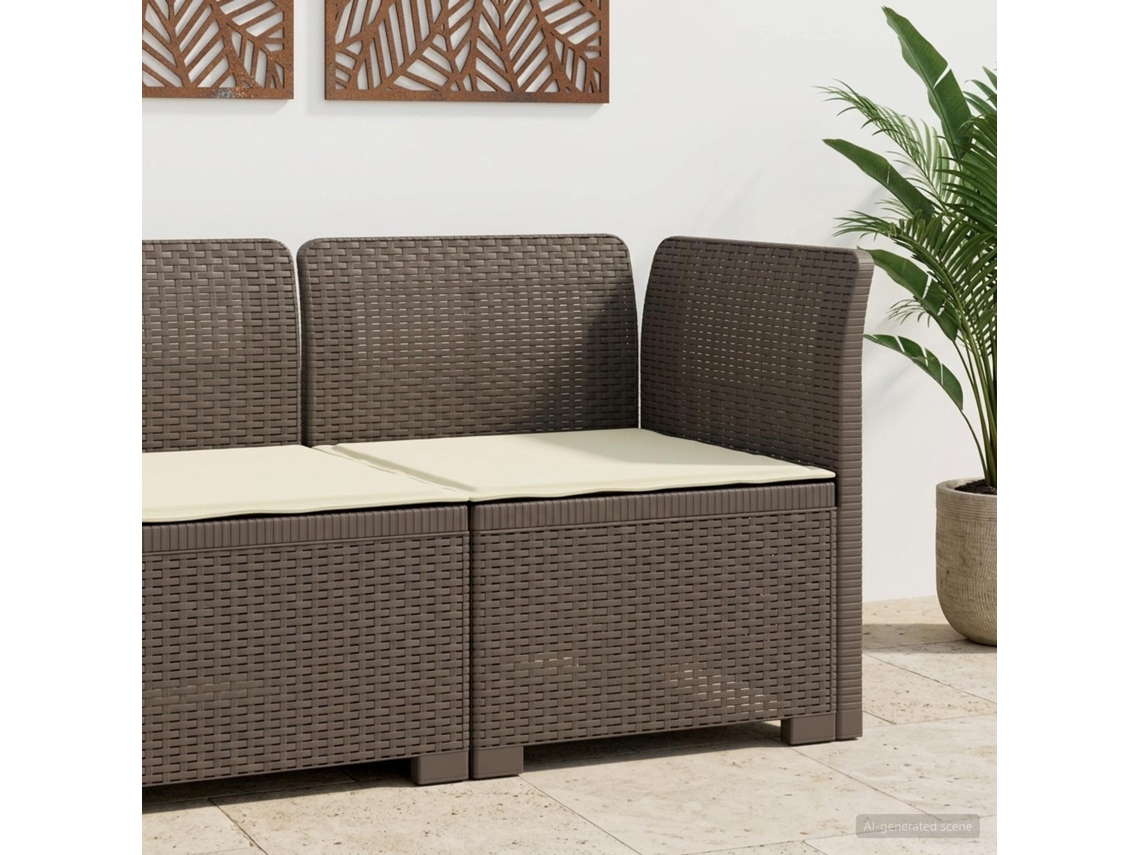 Vidaxl Sofá De Jardim 1 Lugar Com Almofada Look Rattan Pp