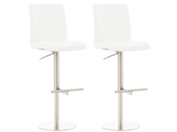 Conjunto de 2 bancos de bar Cadiz em imitação de pele aço inoxidável/branco CLP