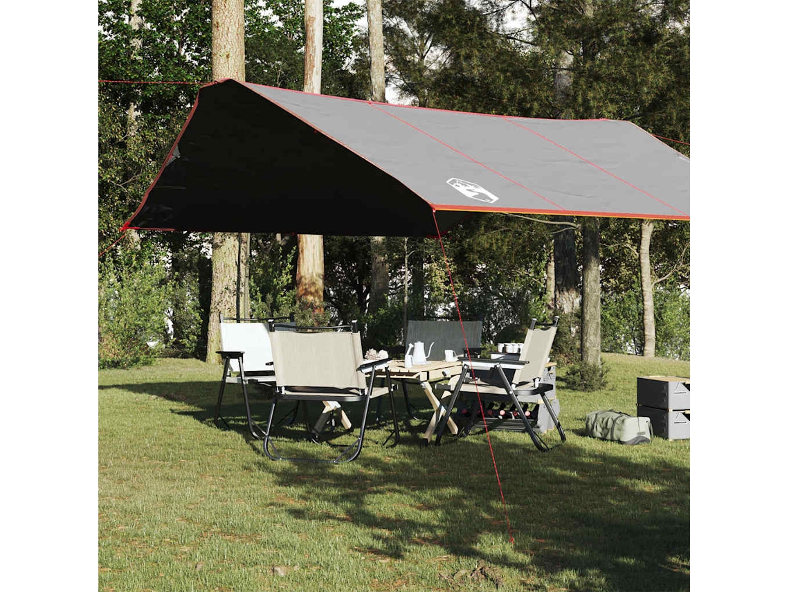 Vidaxl Lona De Campismo 420x440 Cm Impermeável Cinzento E Laranja