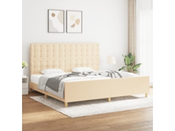 Vidaxl Estrutura De Cama Sem Colchão 200x200 Cm Tecido Cor Creme