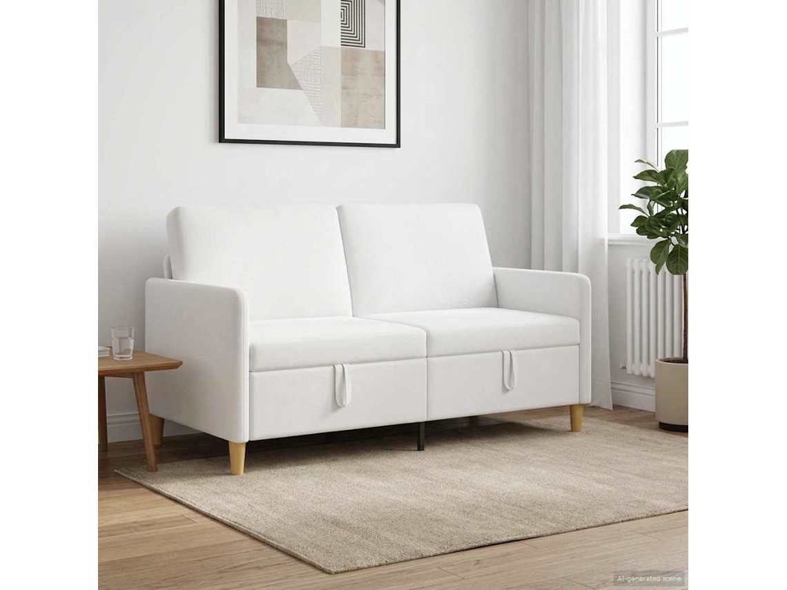 Vidaxl Sofa Com Armazenamento Branco 152 X 78 X 87 Cm Poliéster